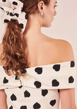 TARA JARMON Raul Ecru With Black Polka Hearts Dress Online