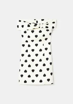 TARA JARMON Raul Ecru With Black Polka Hearts Dress Online
