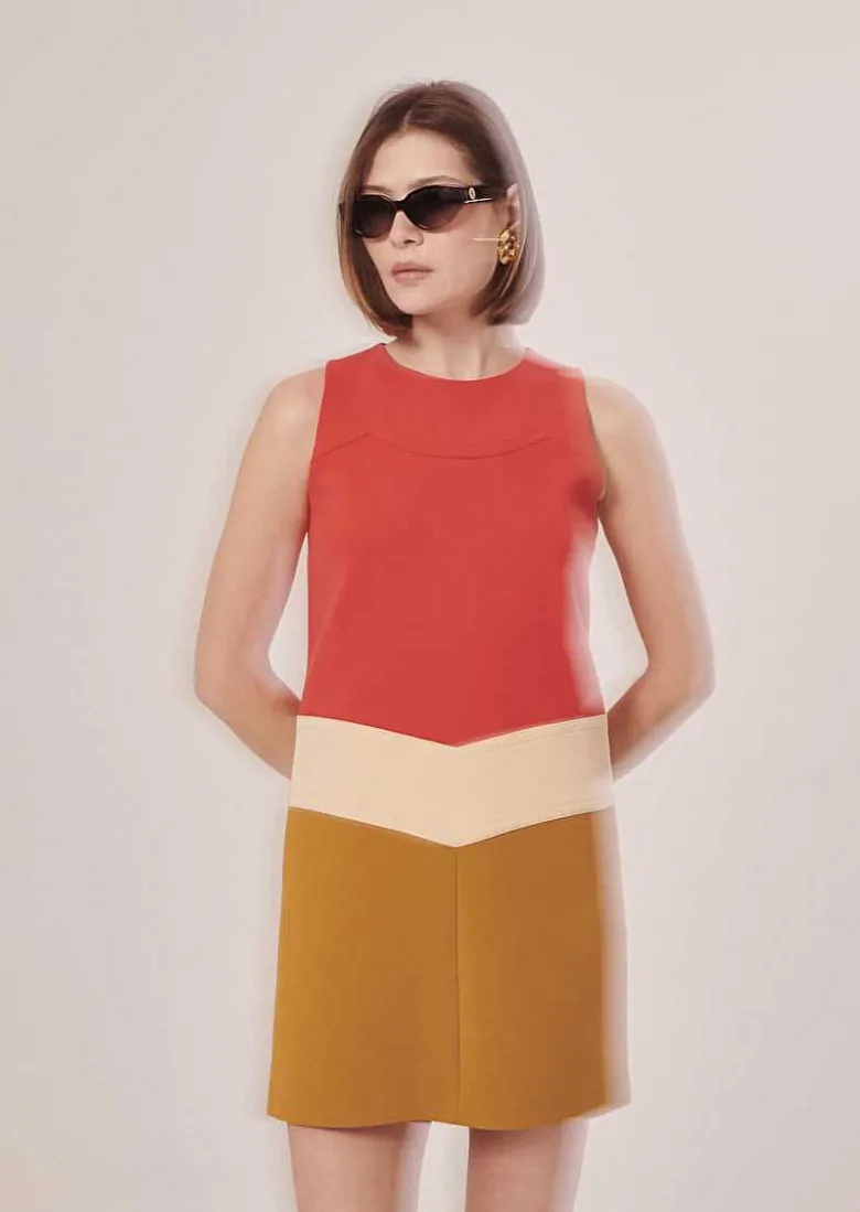 TARA JARMON Rawell Coral Double Canvas Dress Best Sale