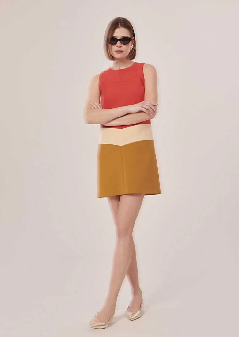 TARA JARMON Rawell Coral Double Canvas Dress Best Sale