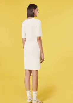 TARA JARMON Rayonnante Ecru Iridescent Cotton Dress Clearance