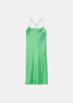 TARA JARMON Reane Green Flowing Satin Dress Best Sale