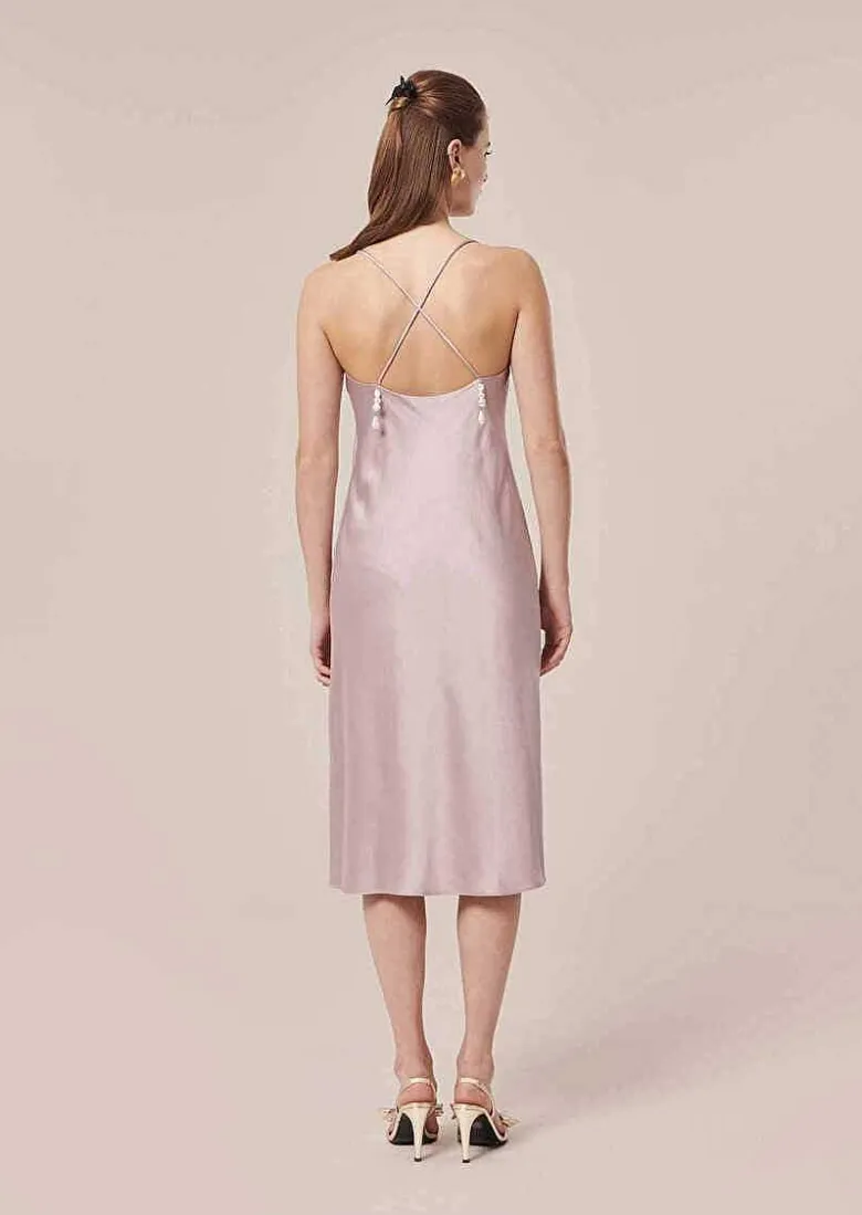 TARA JARMON Reane Purple Fluid Satin Dress Flash Sale