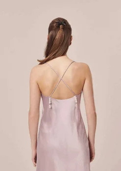 TARA JARMON Reane Purple Fluid Satin Dress Flash Sale