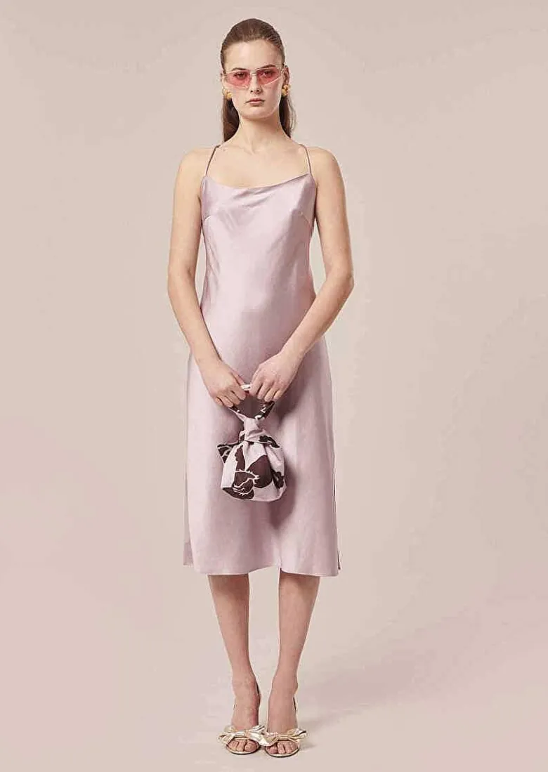 TARA JARMON Reane Purple Fluid Satin Dress Flash Sale