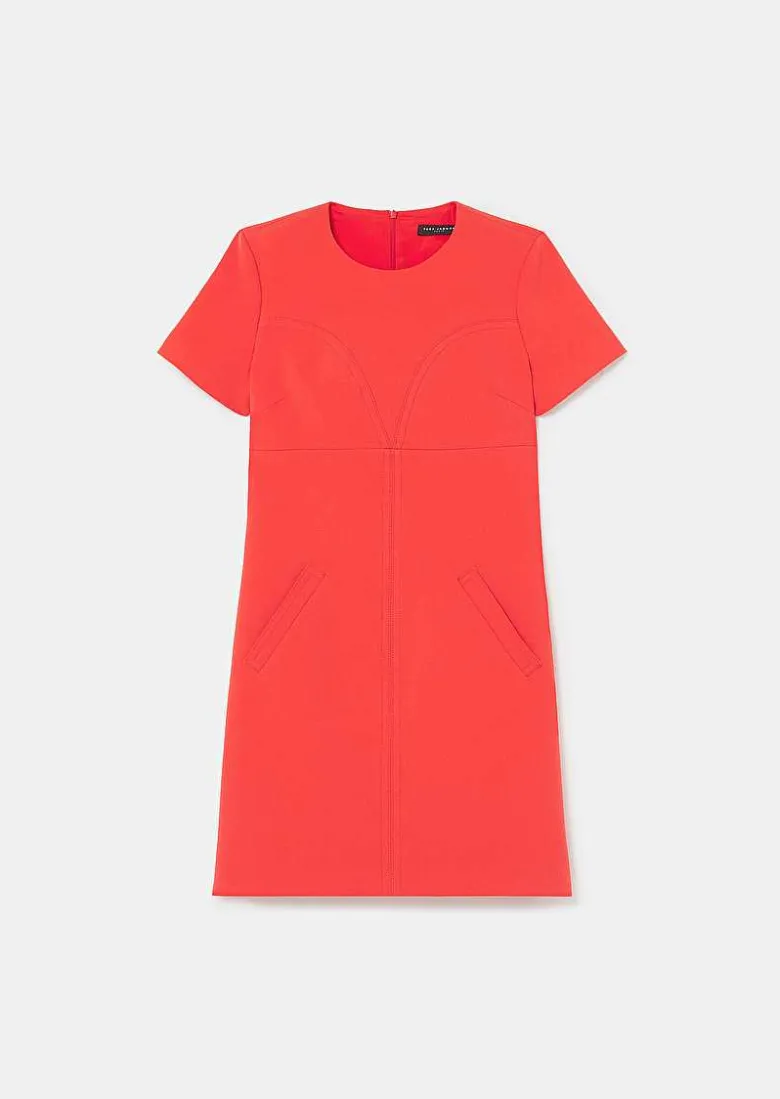TARA JARMON Rehane Coral Double Canvas Dress Best Sale