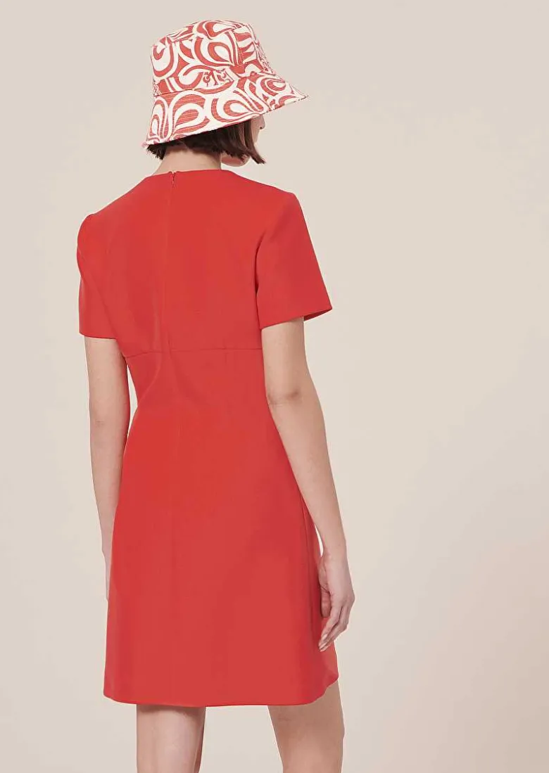 TARA JARMON Rehane Coral Double Canvas Dress Best Sale