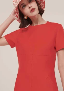 TARA JARMON Rehane Coral Double Canvas Dress Best Sale
