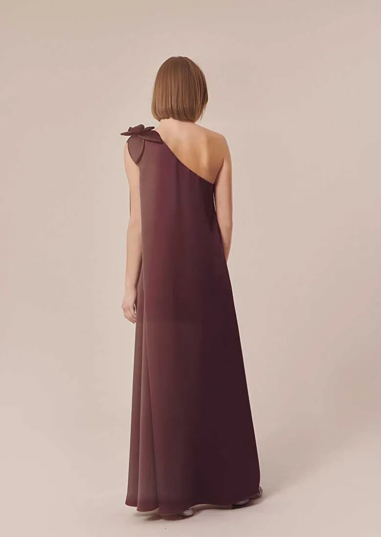 TARA JARMON Rekia Brown Fluid Satin Dress Best Sale