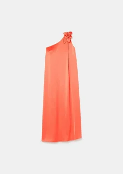 TARA JARMON Rekia Coral Dress In Fluid Satin Shop