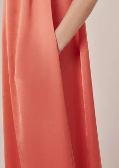 TARA JARMON Rekia Coral Dress In Fluid Satin Shop