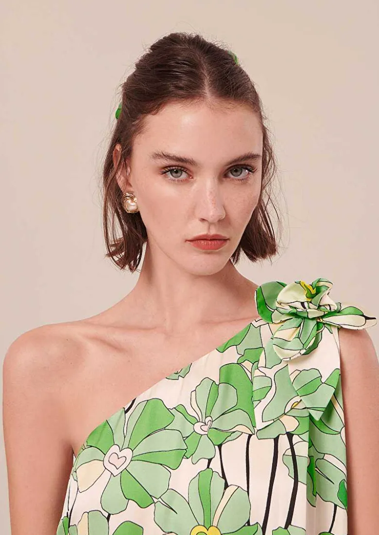 TARA JARMON Rekia Green Floral Printed Dress Shop