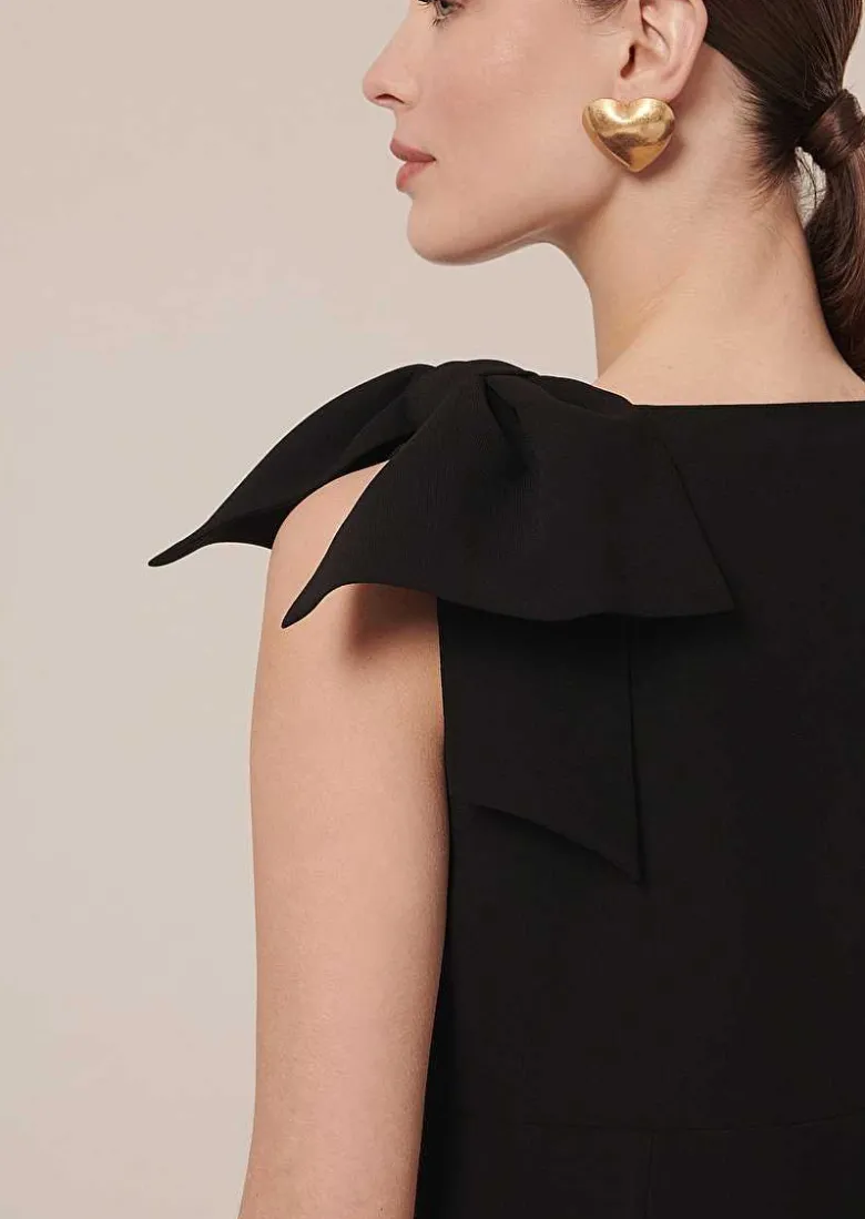 TARA JARMON Remarquable Black Crepe Dress Cheap