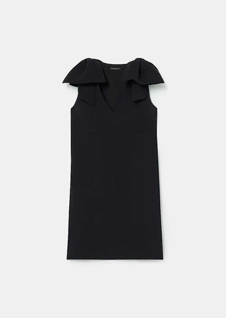 TARA JARMON Remarquable Black Crepe Dress Cheap