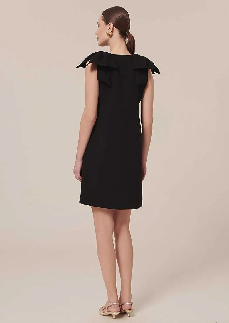 TARA JARMON Remarquable Black Crepe Dress Cheap
