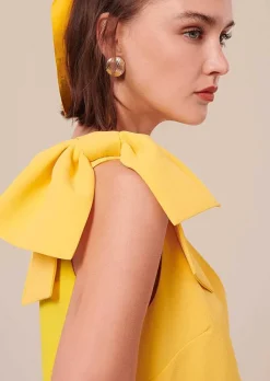 TARA JARMON Remarquable Yellow Crepe Dress Cheap