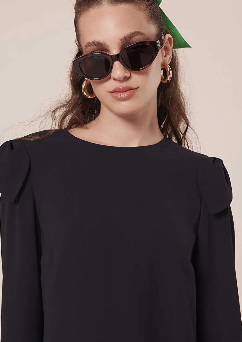 TARA JARMON Renato Midnight Blue Crepe Dress New
