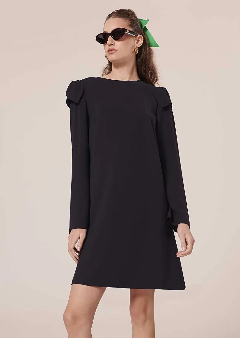 TARA JARMON Renato Midnight Blue Crepe Dress New
