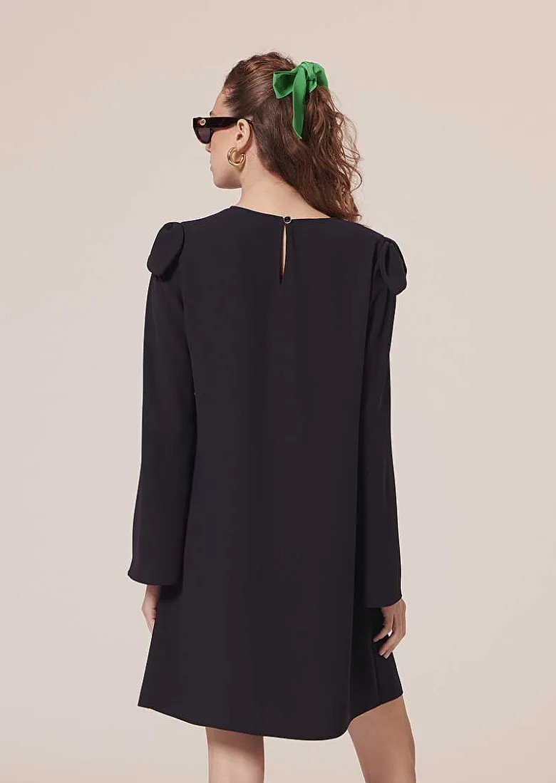 TARA JARMON Renato Midnight Blue Crepe Dress New