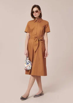 TARA JARMON Retronie Brown Crisp Poplin Dress Sale