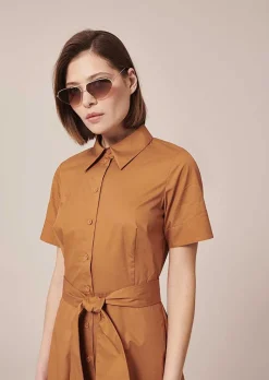 TARA JARMON Retronie Brown Crisp Poplin Dress Sale