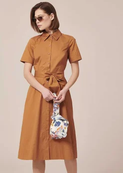 TARA JARMON Retronie Brown Crisp Poplin Dress Sale