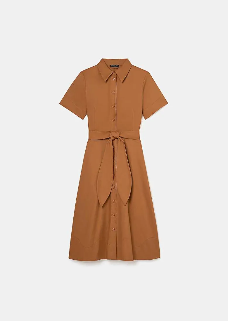 TARA JARMON Retronie Brown Crisp Poplin Dress Sale