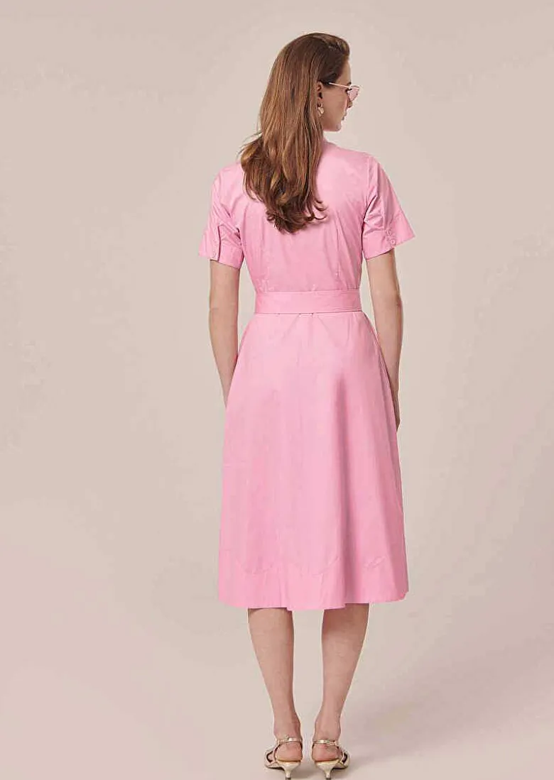 TARA JARMON Retronie Pink Poplin Dress Flash Sale