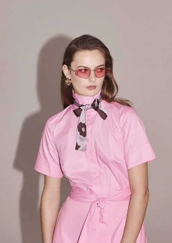 TARA JARMON Retronie Pink Poplin Dress Flash Sale