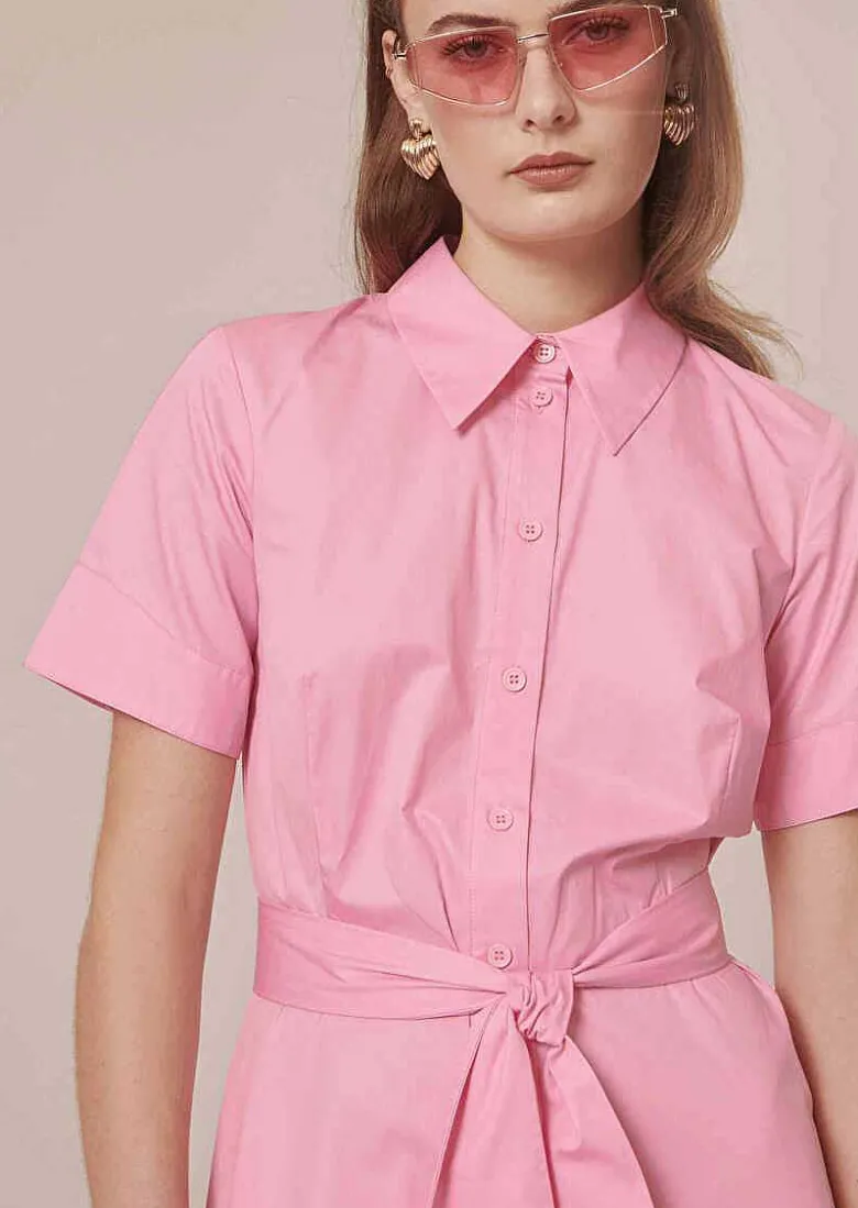 TARA JARMON Retronie Pink Poplin Dress Flash Sale