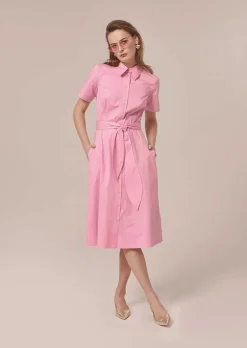 TARA JARMON Retronie Pink Poplin Dress Flash Sale