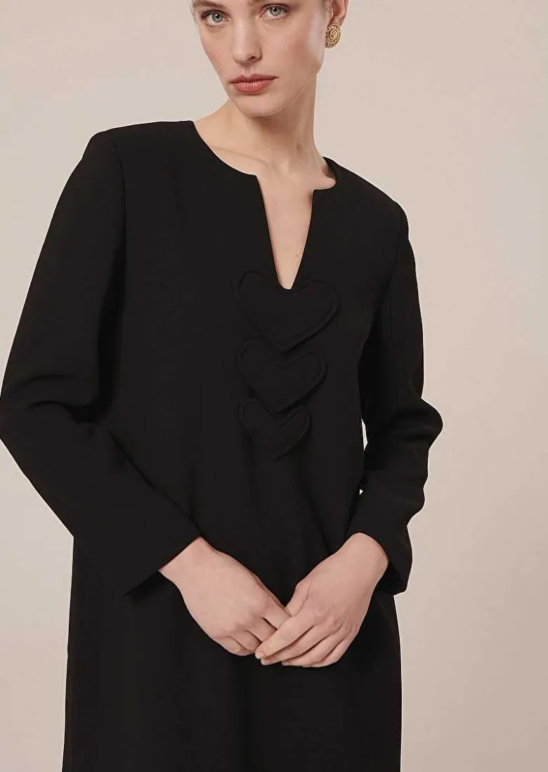 TARA JARMON Rhea Black Crepe Dress New