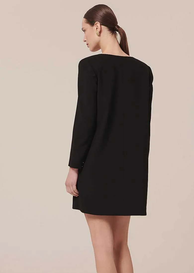 TARA JARMON Rhea Black Crepe Dress New