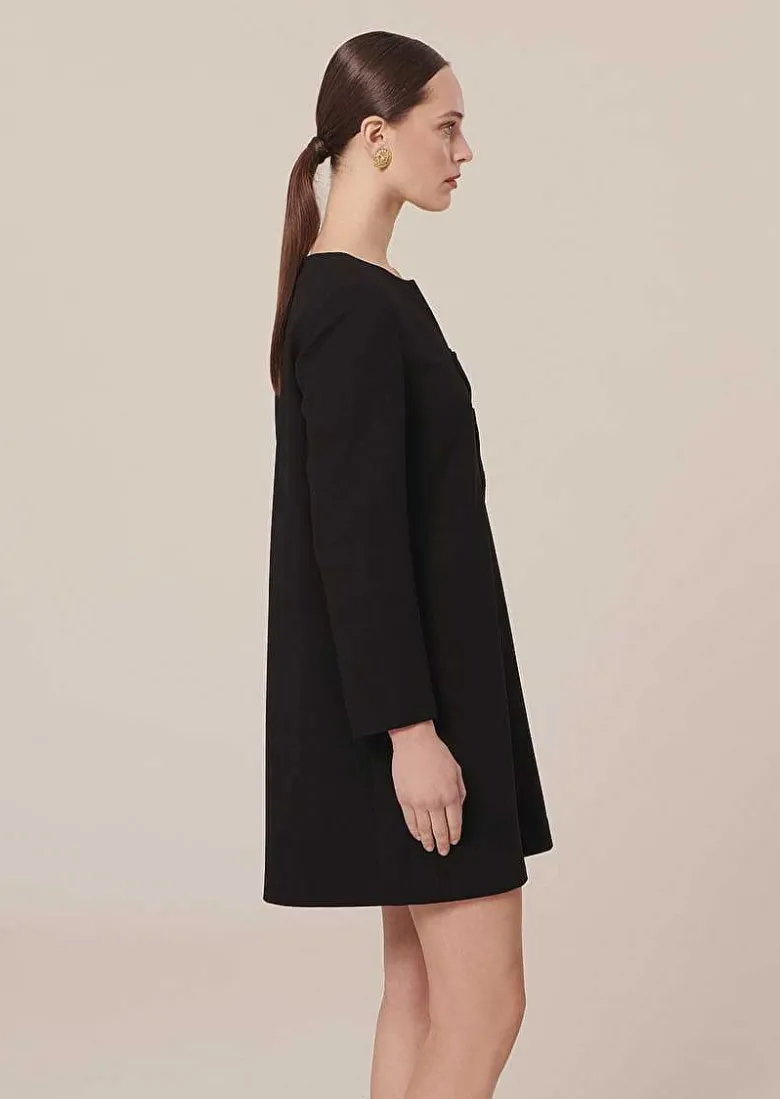 TARA JARMON Rhea Black Crepe Dress New
