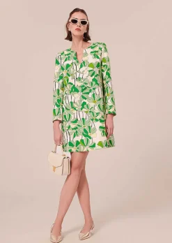 TARA JARMON Rhea Green Floral Printed Dress Hot