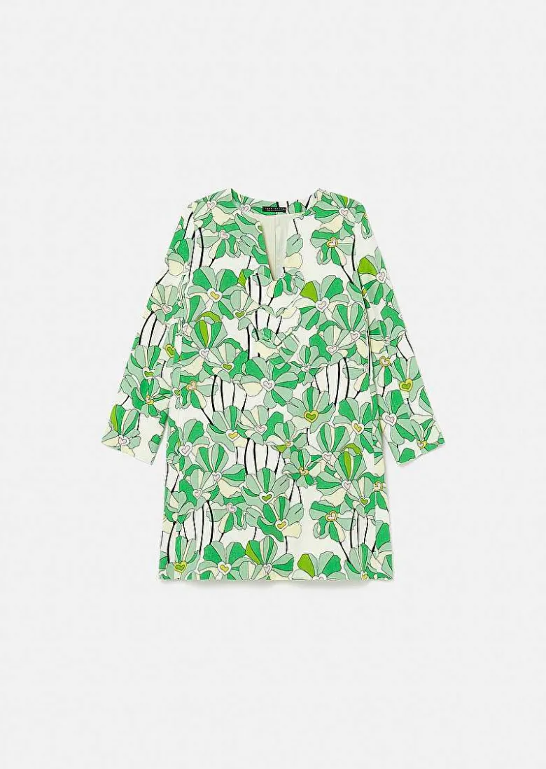 TARA JARMON Rhea Green Floral Printed Dress Hot