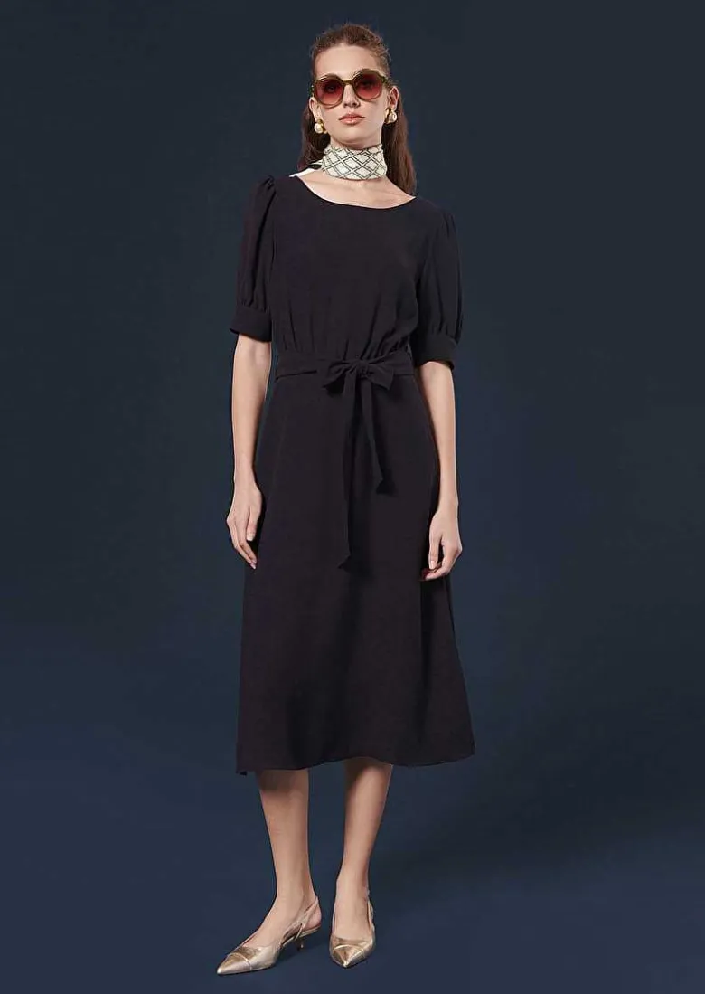 TARA JARMON Rillytis Midnight Blue Crepe Dress Store
