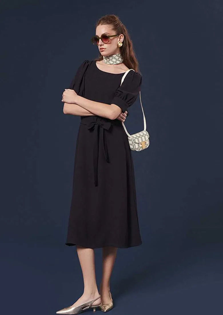 TARA JARMON Rillytis Midnight Blue Crepe Dress Store
