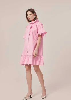 TARA JARMON Ripoline Pink Poplin Dress Online