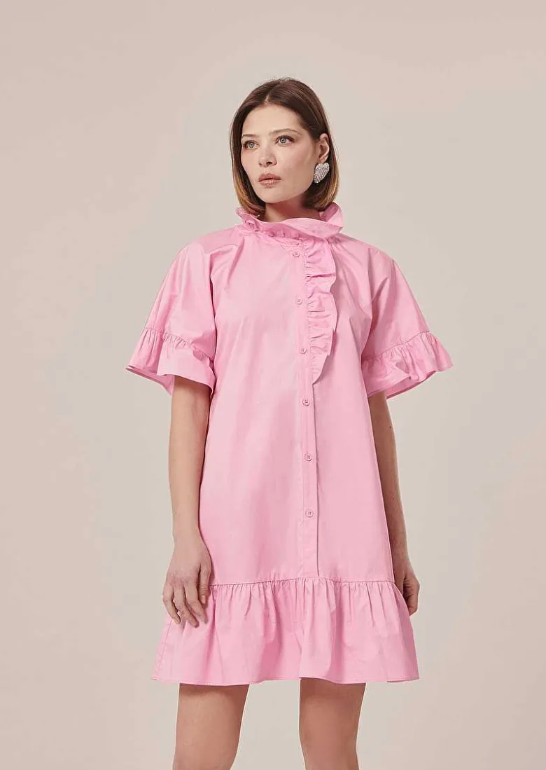 TARA JARMON Ripoline Pink Poplin Dress Online