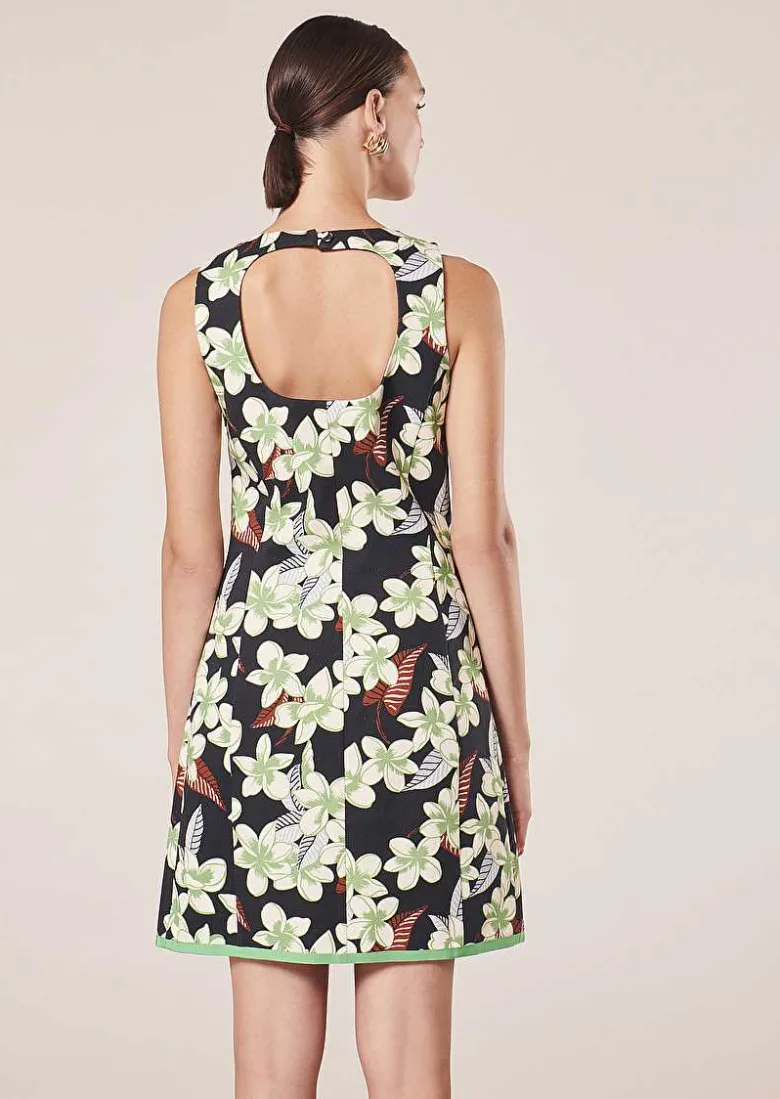 TARA JARMON Ritza Midnight Blue Flower Printed Dress Flash Sale