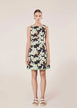 TARA JARMON Ritza Midnight Blue Flower Printed Dress Flash Sale