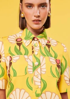 TARA JARMON Rivage Yellow Flowers Printed Dress Shop