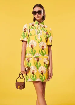TARA JARMON Rivage Yellow Flowers Printed Dress Shop
