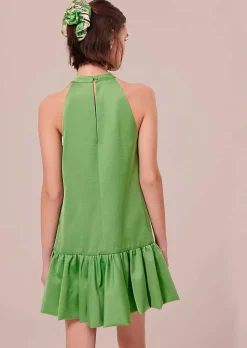 TARA JARMON Riviera Green Satin Dress Fashion