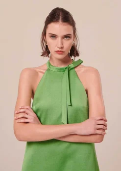 TARA JARMON Riviera Green Satin Dress Fashion