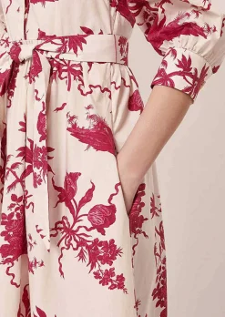 TARA JARMON Rivoltine Ecru Floral Printed Dress Clearance