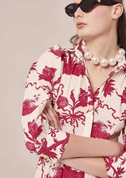 TARA JARMON Rivoltine Ecru Floral Printed Dress Clearance