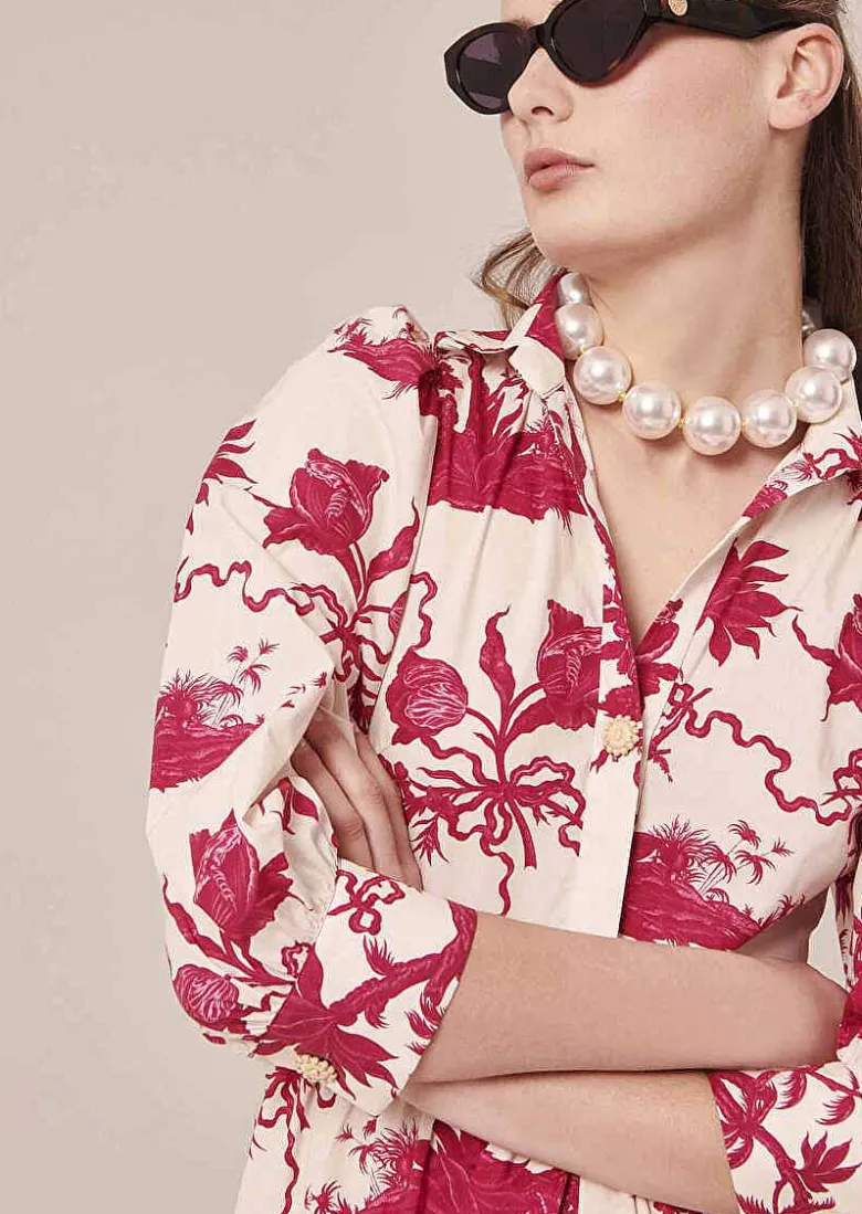 TARA JARMON Rivoltine Ecru Floral Printed Dress Clearance