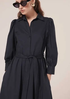 TARA JARMON Rivoltine Midnight Blue Poplin Dress Best Sale